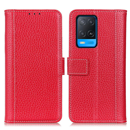 Leather Case Stands Flip Cover Holder M14L for Oppo A54 4G Red