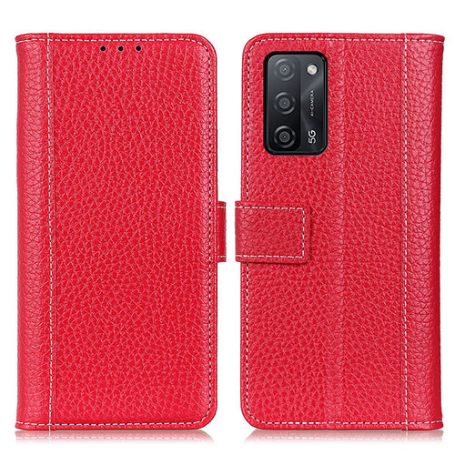 Leather Case Stands Flip Cover Holder M14L for Oppo A56 5G Red