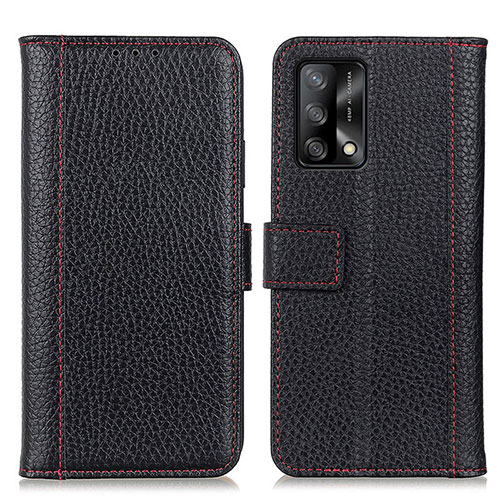 Leather Case Stands Flip Cover Holder M14L for Oppo A74 4G Black