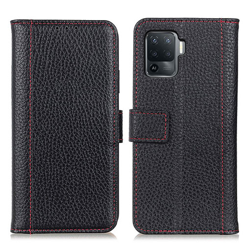 Leather Case Stands Flip Cover Holder M14L for Oppo A94 4G Black