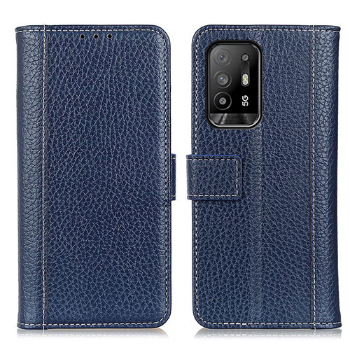 Leather Case Stands Flip Cover Holder M14L for Oppo A94 5G Blue