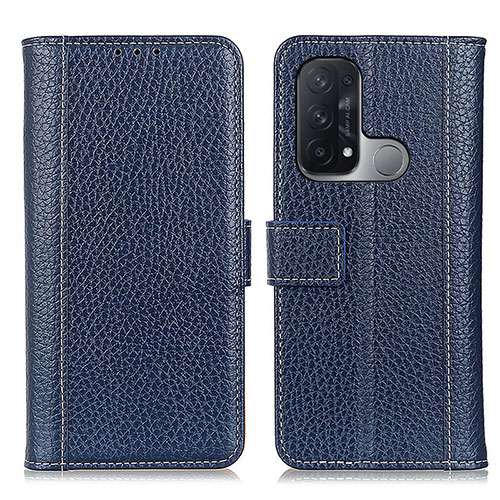 Leather Case Stands Flip Cover Holder M14L for Oppo Reno5 A Blue