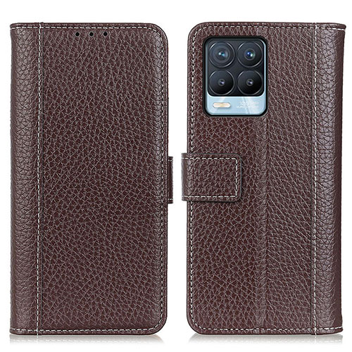 Leather Case Stands Flip Cover Holder M14L for Realme 8 4G Brown