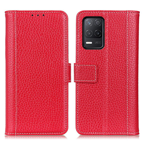 Leather Case Stands Flip Cover Holder M14L for Realme Q3 5G Red