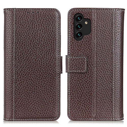 Leather Case Stands Flip Cover Holder M14L for Samsung Galaxy A04s Brown