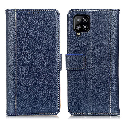 Leather Case Stands Flip Cover Holder M14L for Samsung Galaxy A22 4G Blue