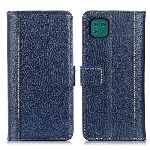 Leather Case Stands Flip Cover Holder M14L for Samsung Galaxy A22 5G Blue