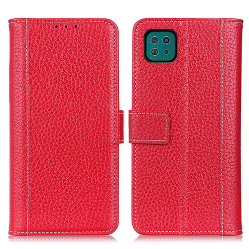 Leather Case Stands Flip Cover Holder M14L for Samsung Galaxy A22 5G Red