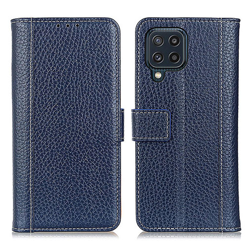 Leather Case Stands Flip Cover Holder M14L for Samsung Galaxy M32 4G Blue