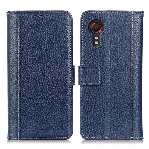 Leather Case Stands Flip Cover Holder M14L for Samsung Galaxy XCover 5 SM-G525F Blue