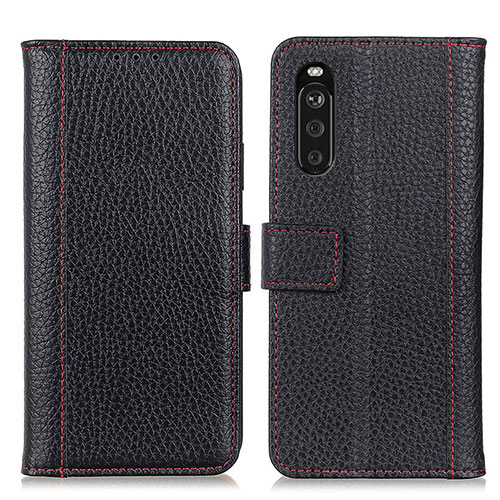 Leather Case Stands Flip Cover Holder M14L for Sony Xperia 10 III Lite Black