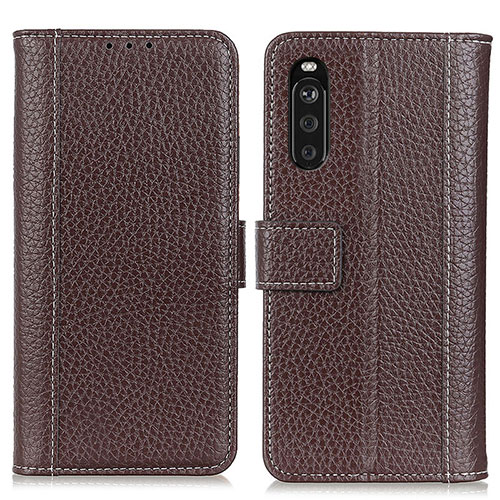 Leather Case Stands Flip Cover Holder M14L for Sony Xperia 10 III Lite Brown