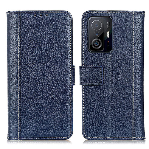 Leather Case Stands Flip Cover Holder M14L for Xiaomi Mi 11T 5G Blue