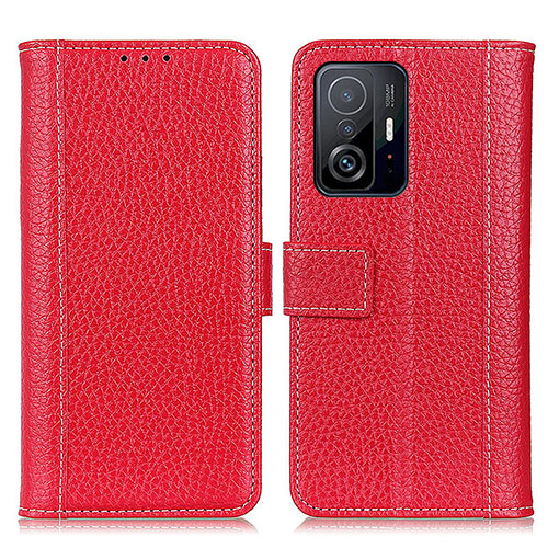 Leather Case Stands Flip Cover Holder M14L for Xiaomi Mi 11T Pro 5G Red