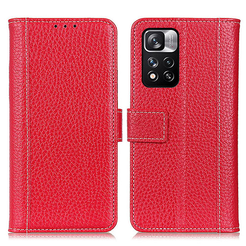 Leather Case Stands Flip Cover Holder M14L for Xiaomi Poco X4 NFC Red