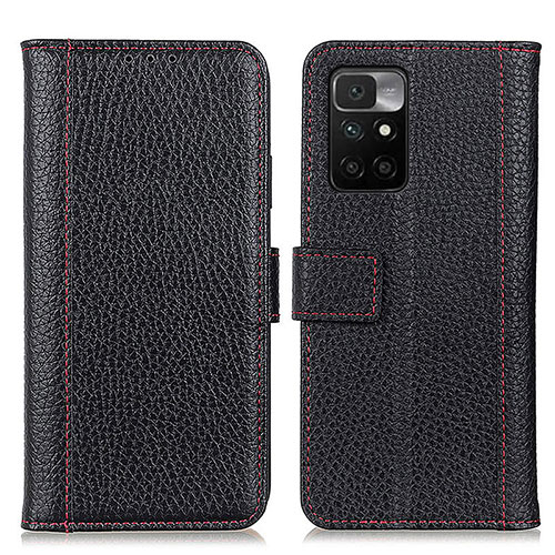 Leather Case Stands Flip Cover Holder M14L for Xiaomi Redmi 10 4G Black