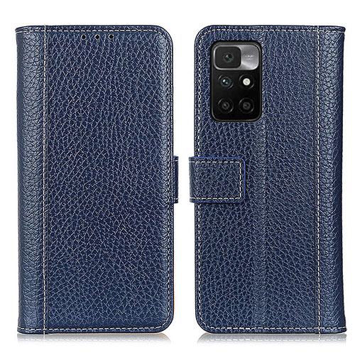 Leather Case Stands Flip Cover Holder M14L for Xiaomi Redmi 10 4G Blue