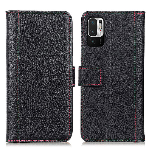 Leather Case Stands Flip Cover Holder M14L for Xiaomi Redmi Note 10 JE 5G Black