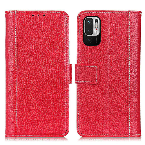 Leather Case Stands Flip Cover Holder M14L for Xiaomi Redmi Note 10 JE 5G Red