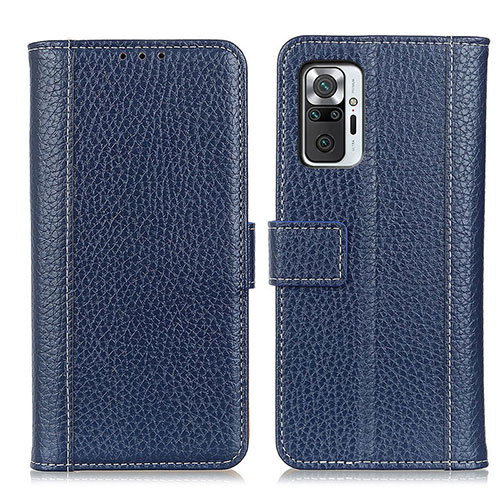 Leather Case Stands Flip Cover Holder M14L for Xiaomi Redmi Note 10 Pro 4G Blue