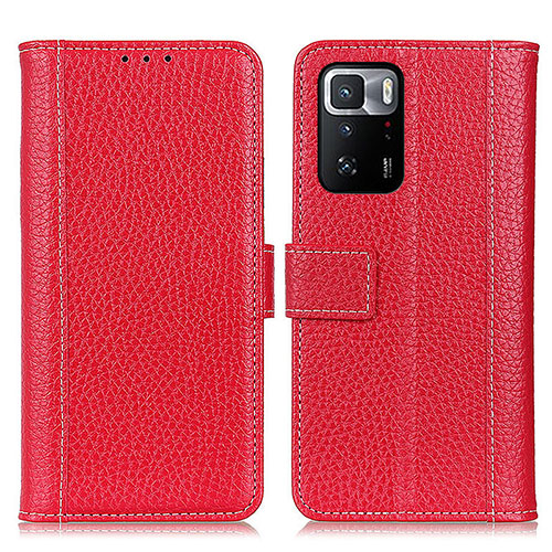 Leather Case Stands Flip Cover Holder M14L for Xiaomi Redmi Note 10 Pro 5G Red