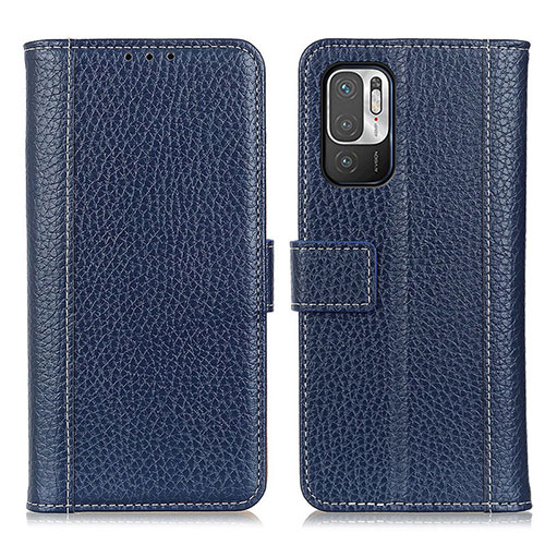 Leather Case Stands Flip Cover Holder M14L for Xiaomi Redmi Note 10T 5G Blue