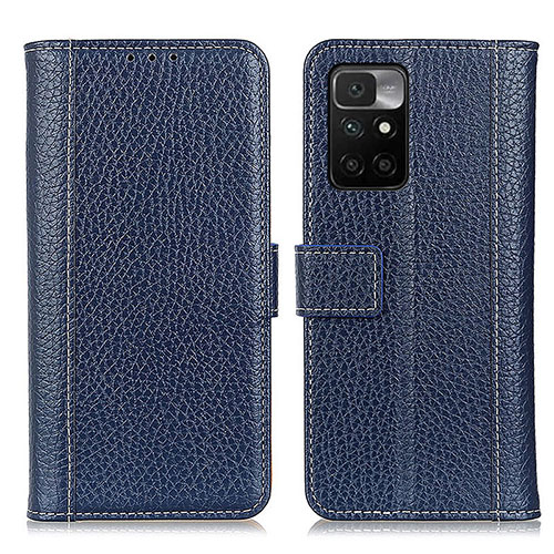 Leather Case Stands Flip Cover Holder M14L for Xiaomi Redmi Note 11 4G (2021) Blue