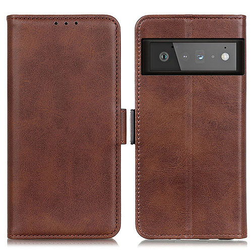 Leather Case Stands Flip Cover Holder M15L for Google Pixel 6 Pro 5G Brown