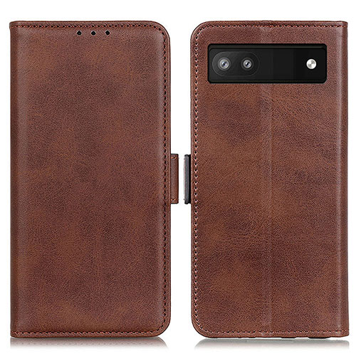 Leather Case Stands Flip Cover Holder M15L for Google Pixel 6a 5G Brown