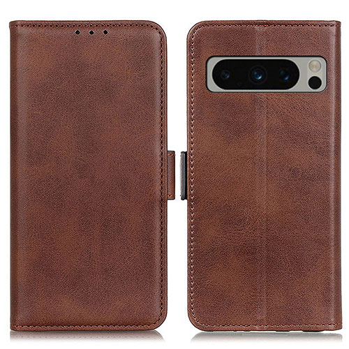 Leather Case Stands Flip Cover Holder M15L for Google Pixel 8 Pro 5G Brown