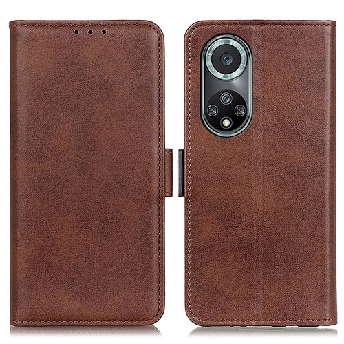 Leather Case Stands Flip Cover Holder M15L for Huawei Honor 50 Pro 5G Brown