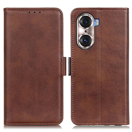 Leather Case Stands Flip Cover Holder M15L for Huawei Honor 60 Pro 5G Brown