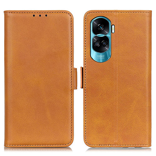 Leather Case Stands Flip Cover Holder M15L for Huawei Honor 90 Lite 5G Light Brown