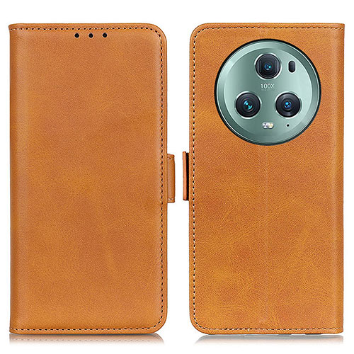 Leather Case Stands Flip Cover Holder M15L for Huawei Honor Magic5 Pro 5G Light Brown