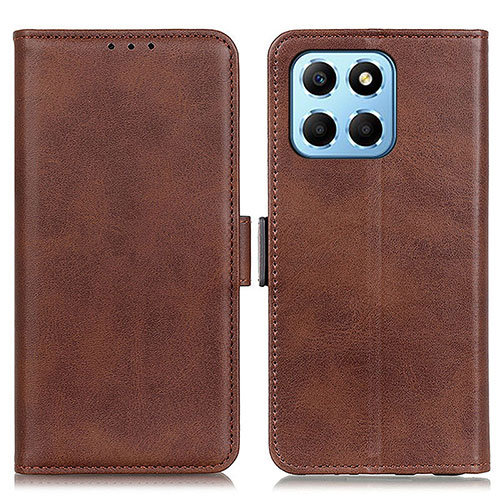 Leather Case Stands Flip Cover Holder M15L for Huawei Honor X6 5G Brown