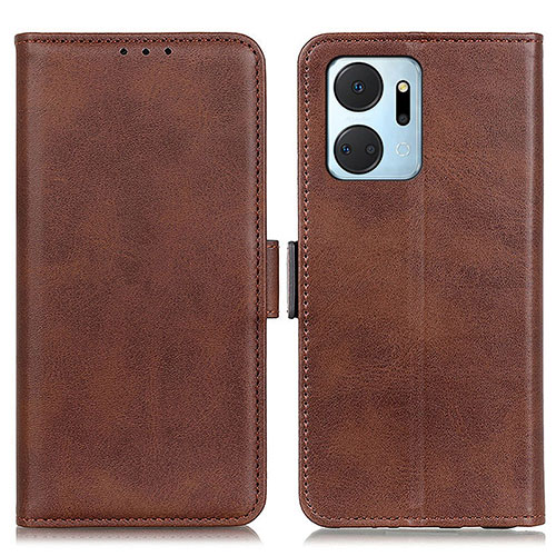 Leather Case Stands Flip Cover Holder M15L for Huawei Honor X7a Brown