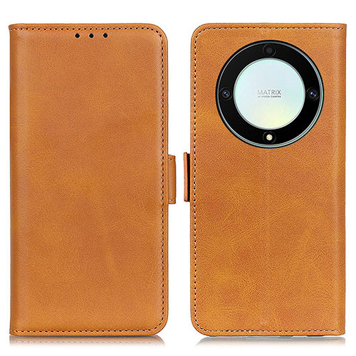 Leather Case Stands Flip Cover Holder M15L for Huawei Honor X9a 5G Light Brown