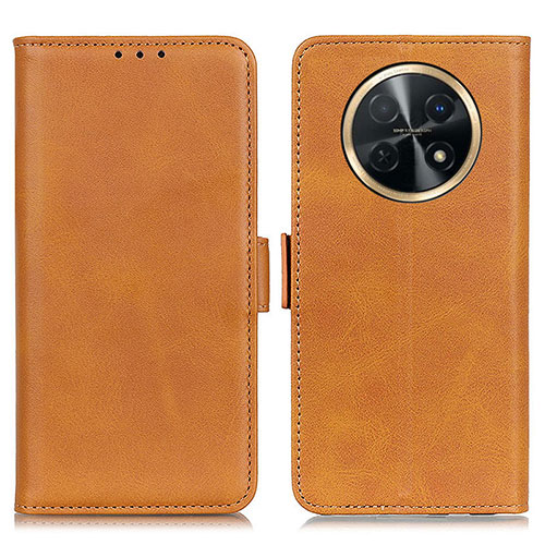 Leather Case Stands Flip Cover Holder M15L for Huawei Nova Y91 Light Brown