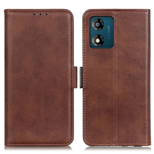 Leather Case Stands Flip Cover Holder M15L for Motorola Moto E13 Brown