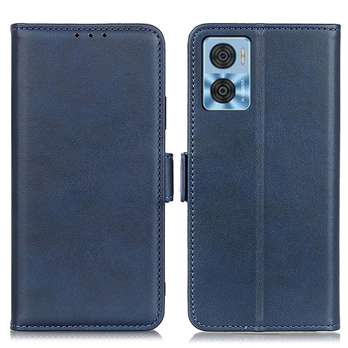 Leather Case Stands Flip Cover Holder M15L for Motorola Moto E22 Blue