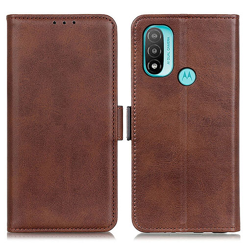 Leather Case Stands Flip Cover Holder M15L for Motorola Moto E30 Brown