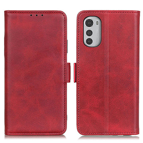 Leather Case Stands Flip Cover Holder M15L for Motorola Moto E32s Red
