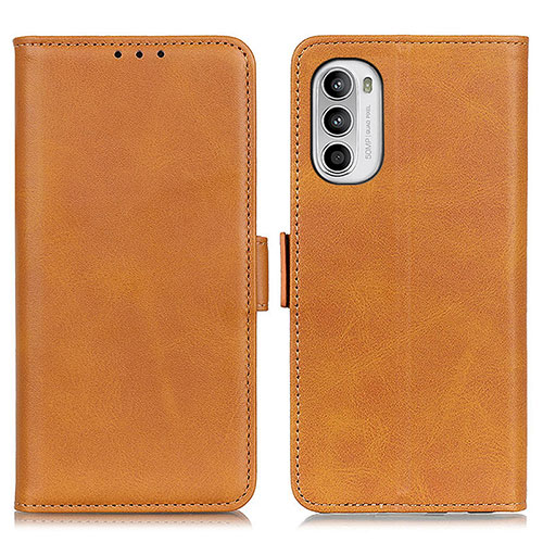 Leather Case Stands Flip Cover Holder M15L for Motorola Moto Edge (2022) 5G Light Brown