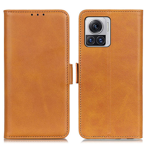 Leather Case Stands Flip Cover Holder M15L for Motorola Moto Edge 30 Ultra 5G Light Brown