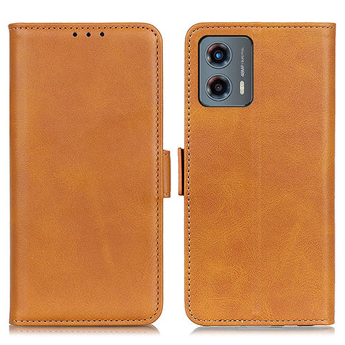 Leather Case Stands Flip Cover Holder M15L for Motorola Moto G 5G (2023) Light Brown