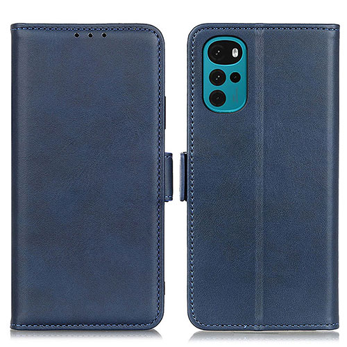 Leather Case Stands Flip Cover Holder M15L for Motorola Moto G22 Blue