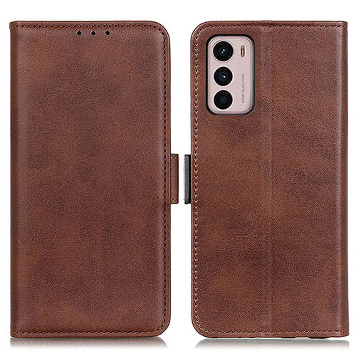 Leather Case Stands Flip Cover Holder M15L for Motorola Moto G42 Brown