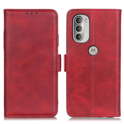 Leather Case Stands Flip Cover Holder M15L for Motorola Moto G51 5G Red