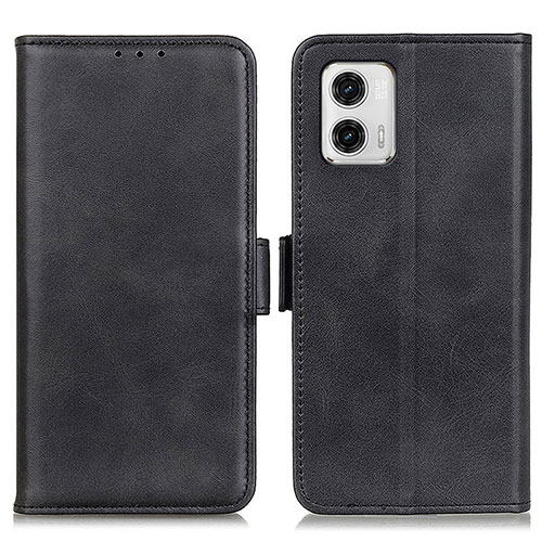 Leather Case Stands Flip Cover Holder M15L for Motorola Moto G73 5G Black