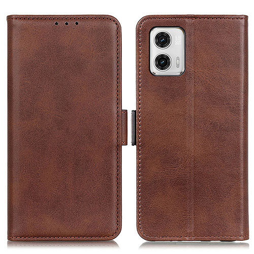 Leather Case Stands Flip Cover Holder M15L for Motorola Moto G73 5G Brown